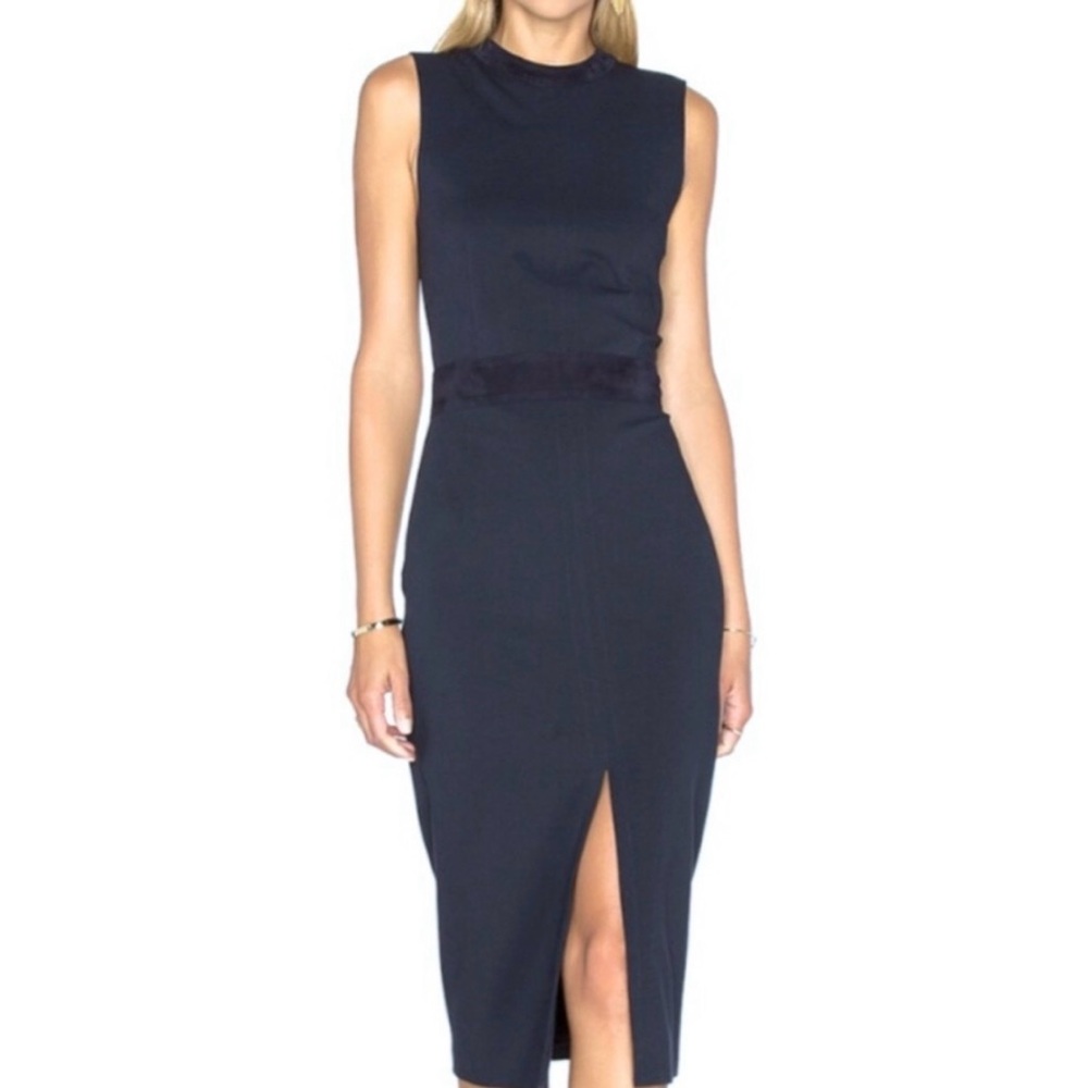 Theory ANTLIA Mireena Ponte Suede Trim Sleeveless Black Dress sz 2